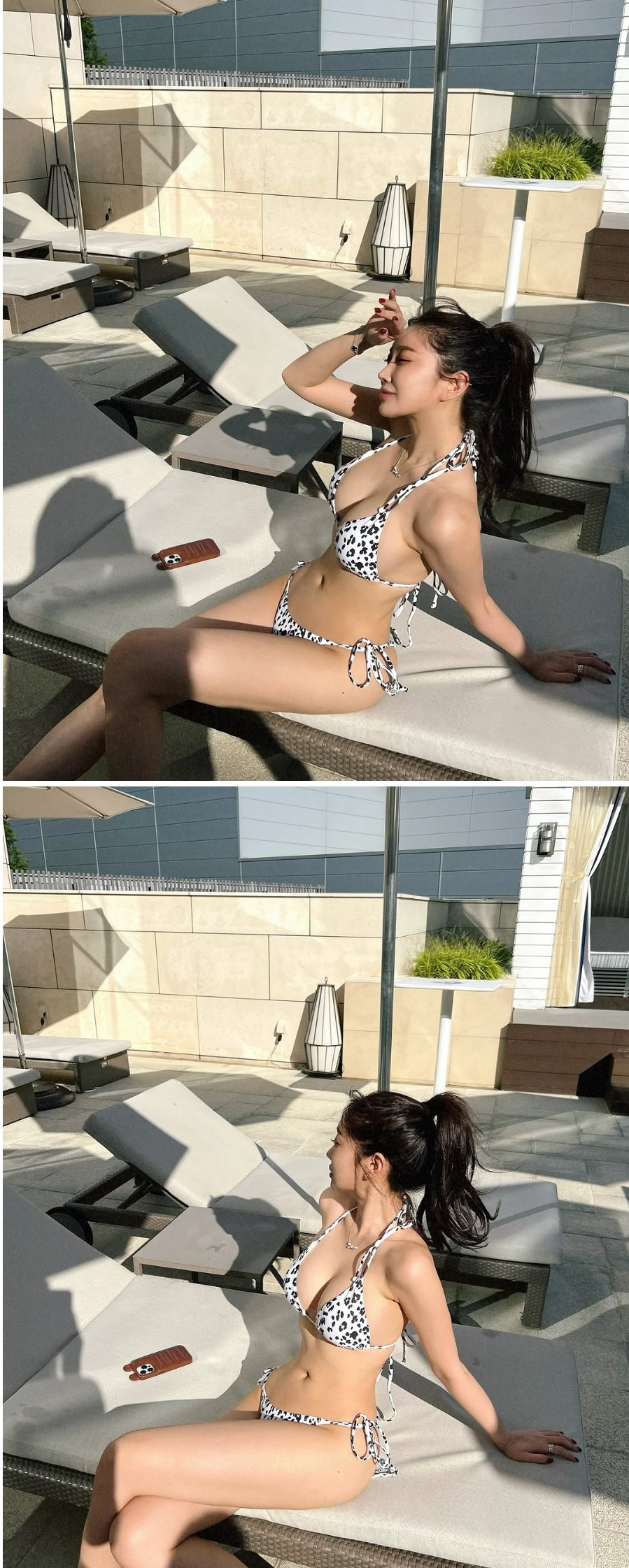 화이트 호피무늬 끈비키니  사진 올린 박가을