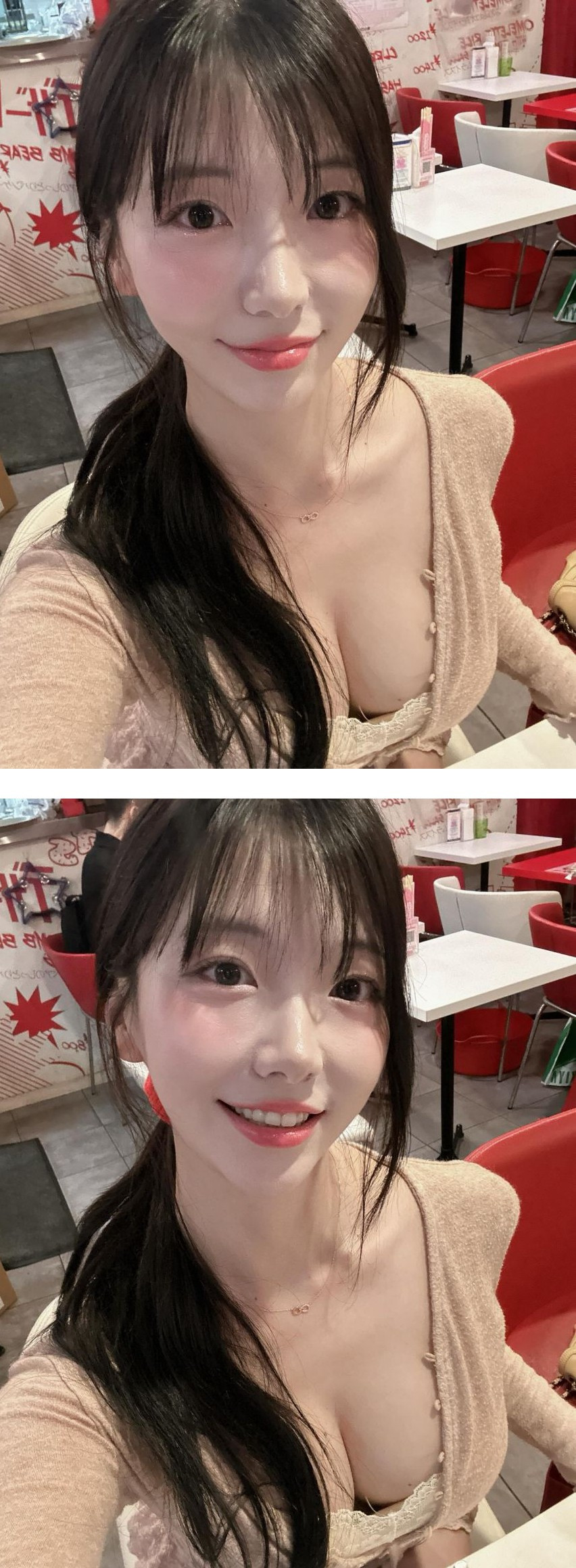 쏘블리 여친모드 고공셀카로 레이스 브라렛 알찬 가슴골