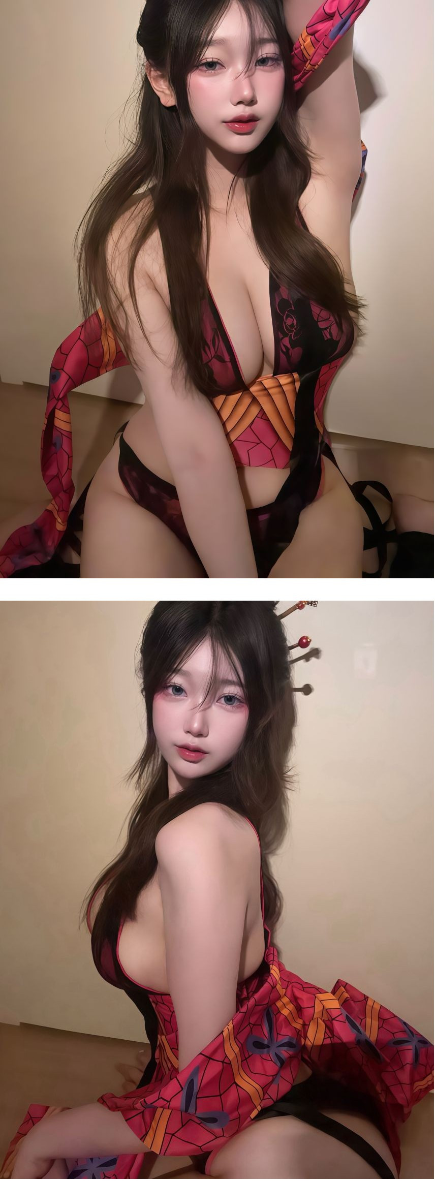 귀멸의 칼날 다키 코스프레한 쥬우 가슴골 보소 ㄷㄷ
