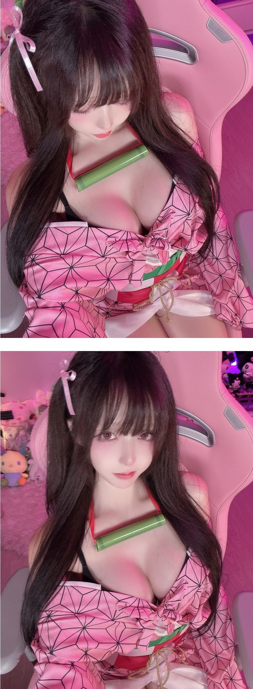 갓리타 귀멸의칼날 네즈코 코스프레 알가슴골 레전드