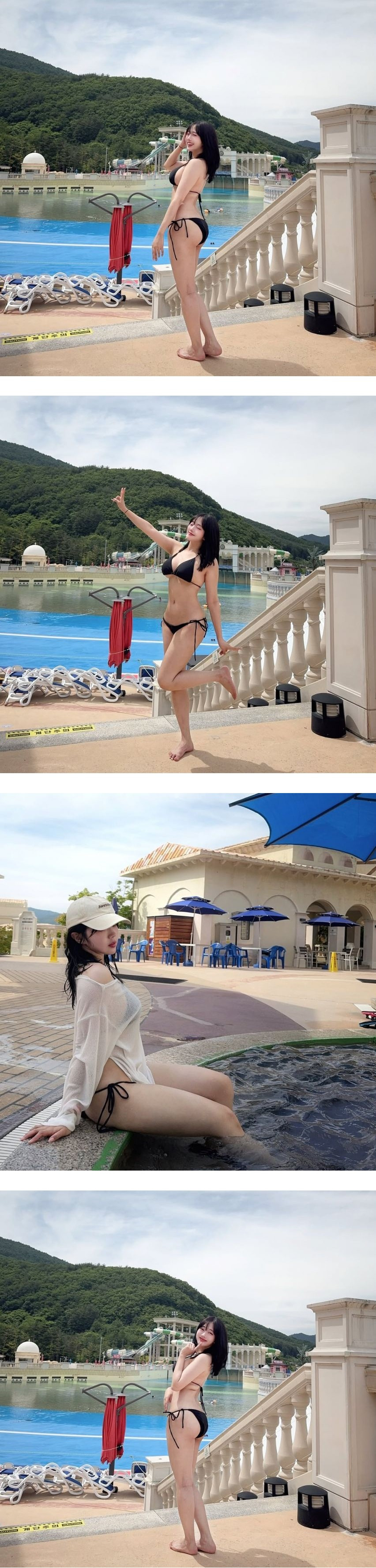 워터파크 놀러간 유튜버 정다별이 검정 끈비키니 몸매
