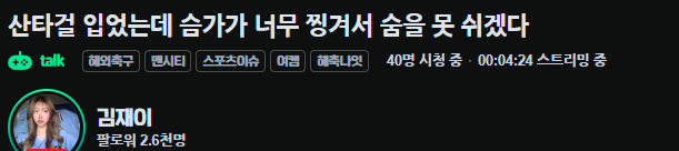 산타걸 입었는데 슴가가 너무 찡긴다는 김재이