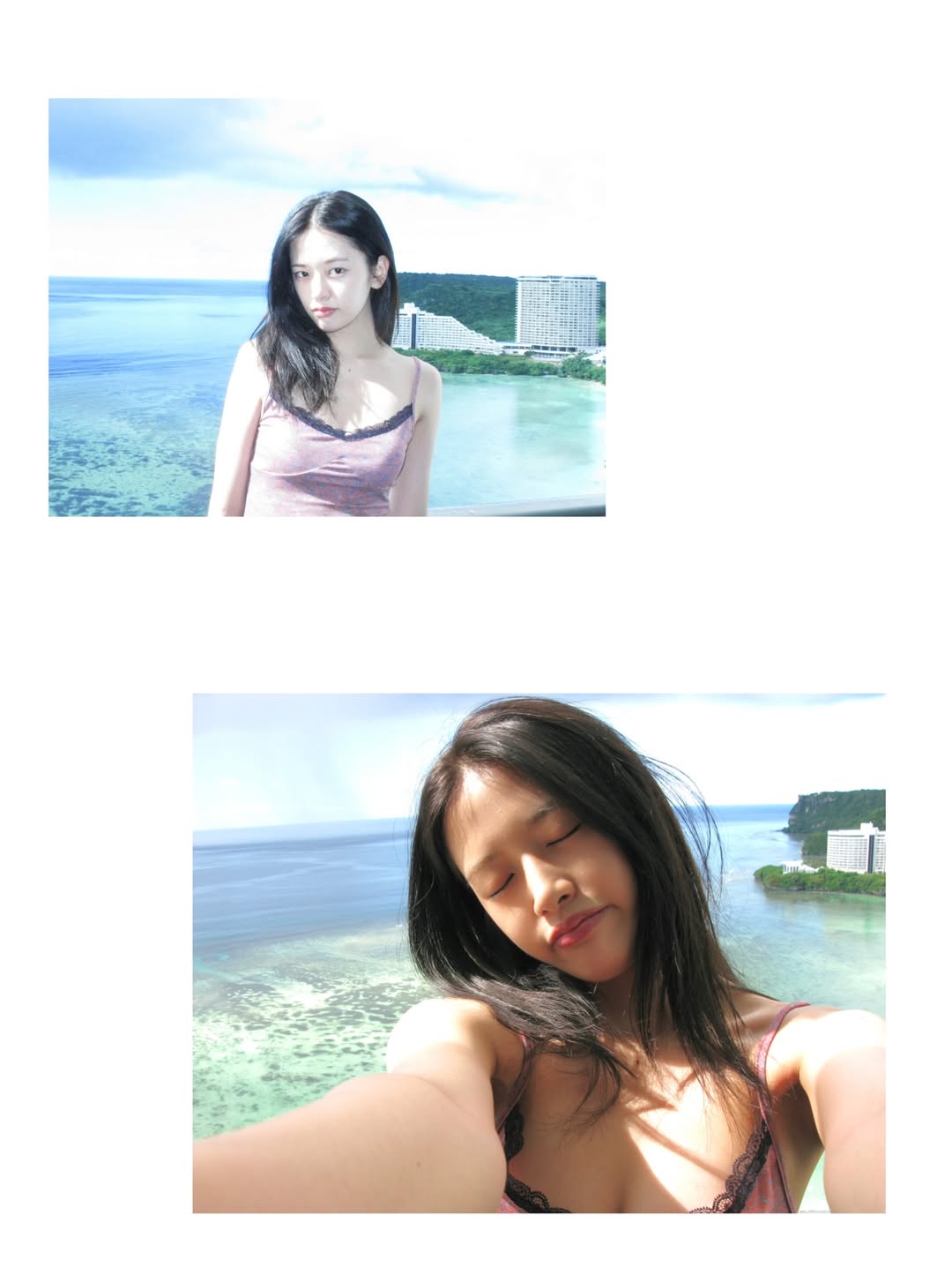 해외여행 간 안유진 시원한 끈나시 + 갈색 수영복 몽실 가슴골