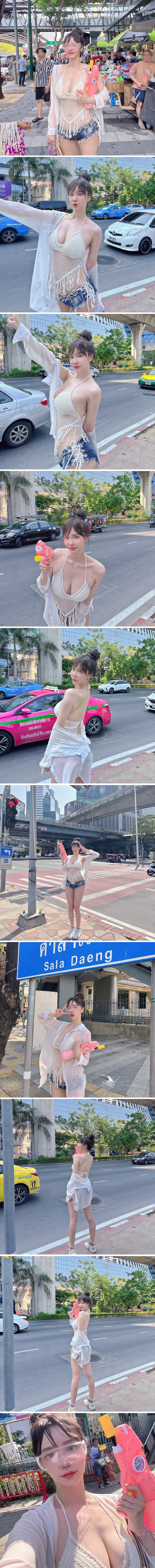 F컵 겨우디 워터밤 흰 망사 비키니 반들반들한 가슴골 레전드